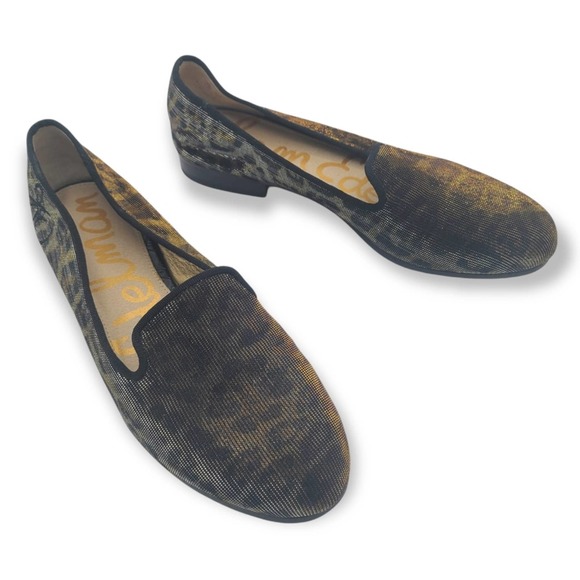 Sam Edelman Hurlie Metallic Leopard Print Smoking Slipper Loafers US Size 7 - Picture 1 of 9